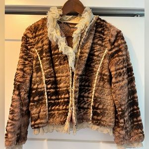Elie Tahari 100% rabbit fur short jacket